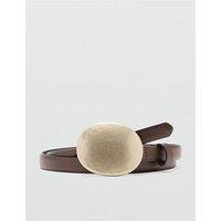 Mango Rounded Buckle Leather Belt - Brown
