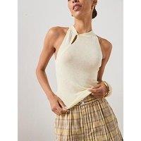 Mango Frog Fastener Knitted Top - Cream