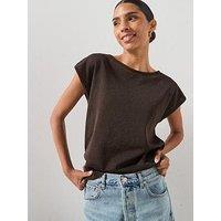 Mango Boat Neck Knitted Top - Brown