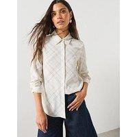 Mango Printed Straight Shirt - Cream