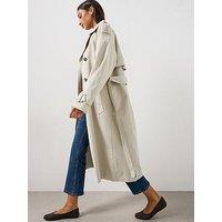 Mango Women'S Double-Breasted Longline Trench Coat - Beige