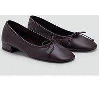 Mango Heeled Ballet Flats With Leather Bow - Brown