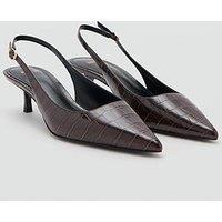 Mango Croc Effect Heeled Shoes - Red