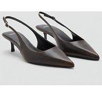Mango Worn Effect Heeled Shoe - Brown