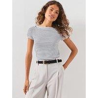 Mango Short Sleeve Fine Knit Sweater - Blue