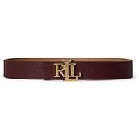 Lauren By Ralph Lauren Womens Reversible Wide Monogram Buckle Belt - Beige