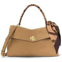 Lauren By Ralph Lauren Womens Farrah Suede Adjustable Strap Satchel - Beige
