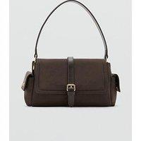 Mango Buckled Shoulder Bag - Brown