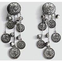 Mango Engraved Detail Drop Earrings - Silver