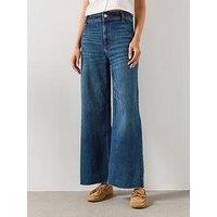 Mango High-Rise Wide Leg Culotte Jeans - Blue