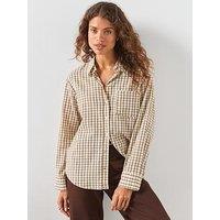 Mango Check Cotton Shirt - Brown