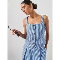 Mango Striped Button Waistcoat - Blue