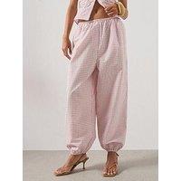 Mango Checked Plaid Co-Ord Baggy Trousers - Pink