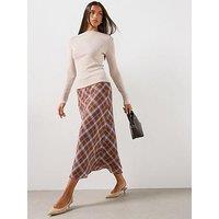 Mango Women'S Check Midi Skirt - Brown