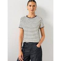 Mango Breton Stripe Short Sleeve T-Shirt - Black