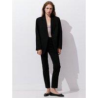 Mango Womens Straight-Cut Cropped Trousers - Black