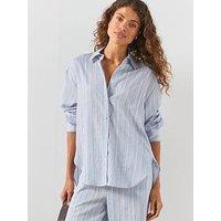 Mango Oversize Striped Co-Ord Shirt - Blue