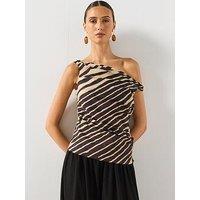 Mango Asymmetrical Draped Top - Black