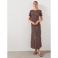 Mango Printed Dress With Draped Detail - Black