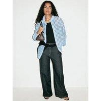 Mango Checked Texture Lyocell Shirt - Blue