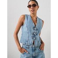 Mango Toggle Denim Co-Ord Top - Blue