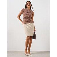 Mango Women'S Check Pencil Skirt With Flowing Silhouette - Cream