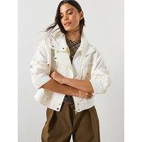 Mango Funnel-Neck Bomber Jacket - White