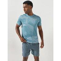 Monterrain Mens Divide Jacquard T-Shirt - Dusty Blue