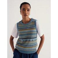 Seasalt Cornwall Women'S Fair Isle Knit Tank Vest - Blue