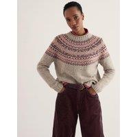 Seasalt Cornwall Port Kinnis Fair Isle Jumper With Merino - Beige