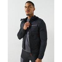 Monterrain Mens Dinar 3.0 Hybrid Puffer Hooded Full Zip Jacket - Black