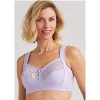 Miss Mary Of Sweden Lovely Lace Support Non-Wired Cotton Bra - Lavender