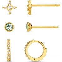 Orelia Pave Cross & Green Stud Earring Pack