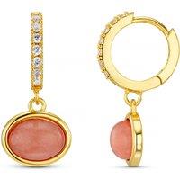Orelia Sp Pink Jade Charm Micro Pave Hoops