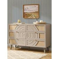 Dusk Raven Rattan 6 Drawer Chest - Taupe
