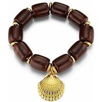 Orelia Statement Brown Bead Shell Bracelet