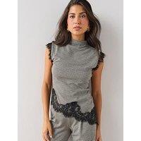 The Very Collection Asymmetric Lace Trim Check Top Co Ord