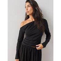 The Very Collection Off Shoulder Long Sleeve Top - Black