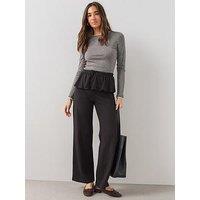 The Very Collection Frill Wide Leg Trouser - Black