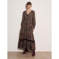Apricot Painterly Paisley Maxi Dress - Black