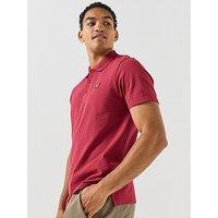 Lyle & Scott Golf Mens Short Sleeve Button Placket Collared Polo Shirt - Red