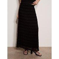 Apricot Textured Chiffon Maxi Skirt - Black