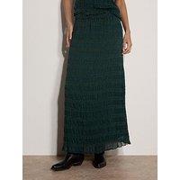 Apricot Textured Chiffon Maxi Skirt - Green