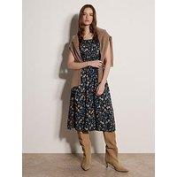 Apricot Ditsy Floral Milkmaid Midi Dress - Blue