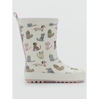 Mango Younger Girls Animal Print Wellington Boots - Cream