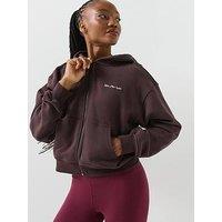 Gym + Coffee Womens Full Zip Hooded Training Hoodie - Brown