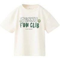 Mango Younger Boys Tennis Fun Club Short Sleeve T-Shirt - Light Cream