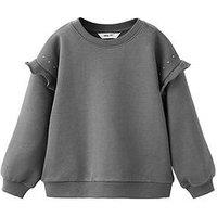 Mango Younger Girls Studded Cotton Sweatshirt - Grey