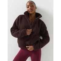 Gym + Coffee Womens Industry Fleece Half Zip Sports Top - Brown
