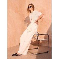 Mint Velvet Pintuck Side Trim Trousers - Cream